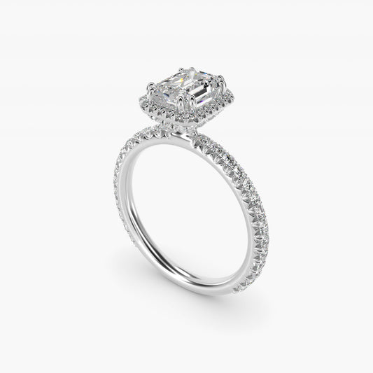 Blue Nile Studio Heiress Halo Diamond Engagement Ring in 14K White Gold - Emerald Center