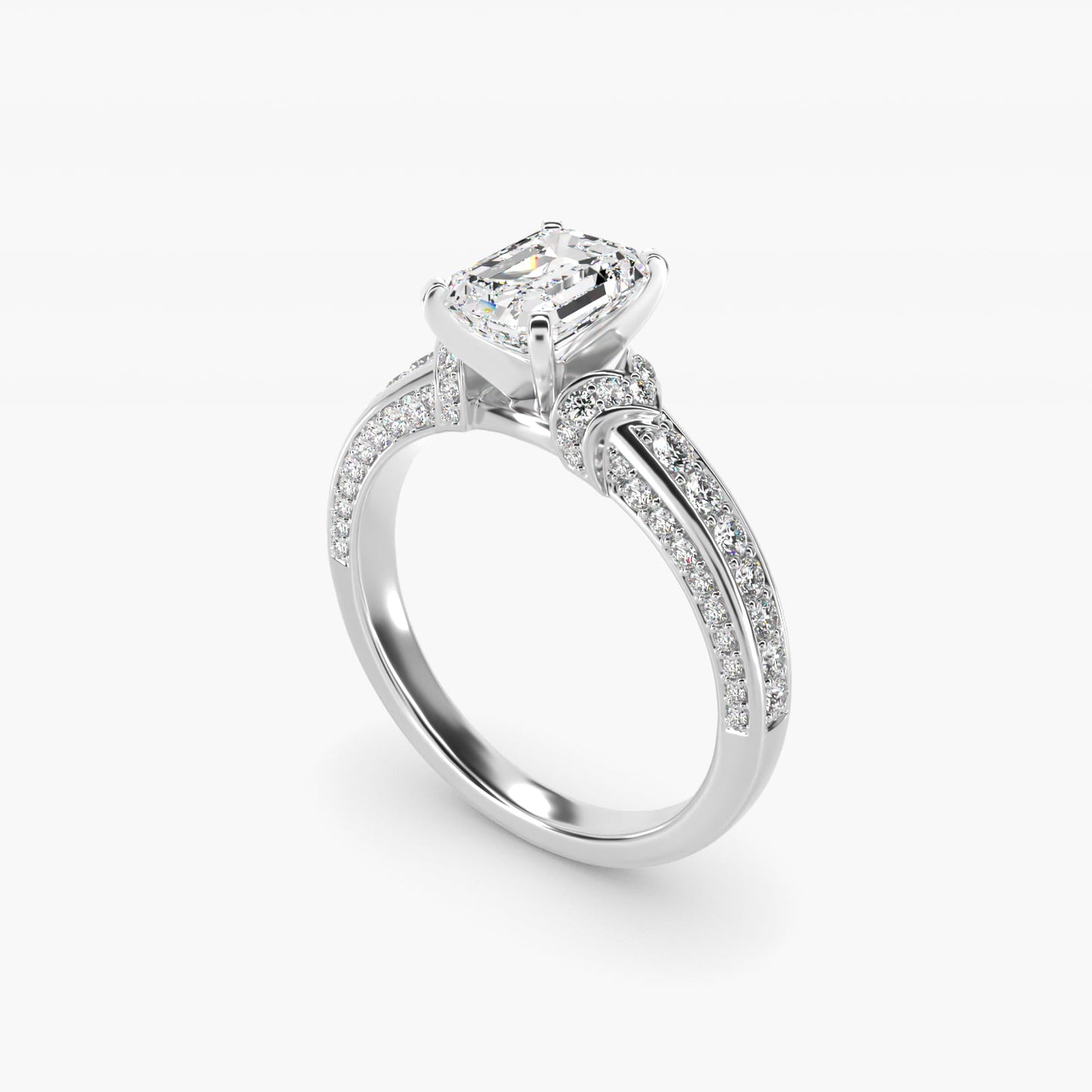 Blue Nile Studio Imperial MicropavŽ Diamond Engagement Ring in 14k White Gold (3/8 ct. tw.) - Emerald Center