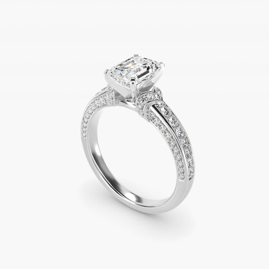 Blue Nile Studio Imperial MicropavŽ Diamond Engagement Ring in 14k White Gold (3/8 ct. tw.) - Emerald Center