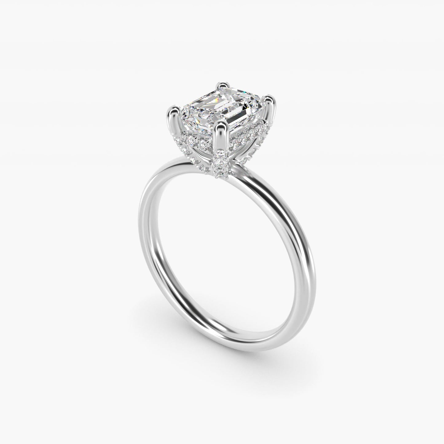 Blue Nile Studio French PavŽ Diamond Crown Solitaire Engagement Ring in 14k White Gold (1/6 ct. tw.) - Emerald Center