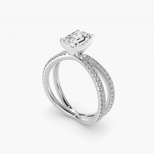 Blue Nile Studio Empress Diamond Engagement Ring in 18k White Gold (1/3 ct. tw.) - Emerald Center
