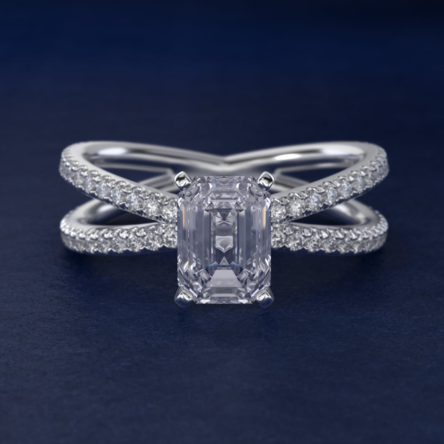 Blue Nile Studio Empress Diamond Engagement Ring in 18k White Gold (1/3 ct. tw.) - Emerald Center