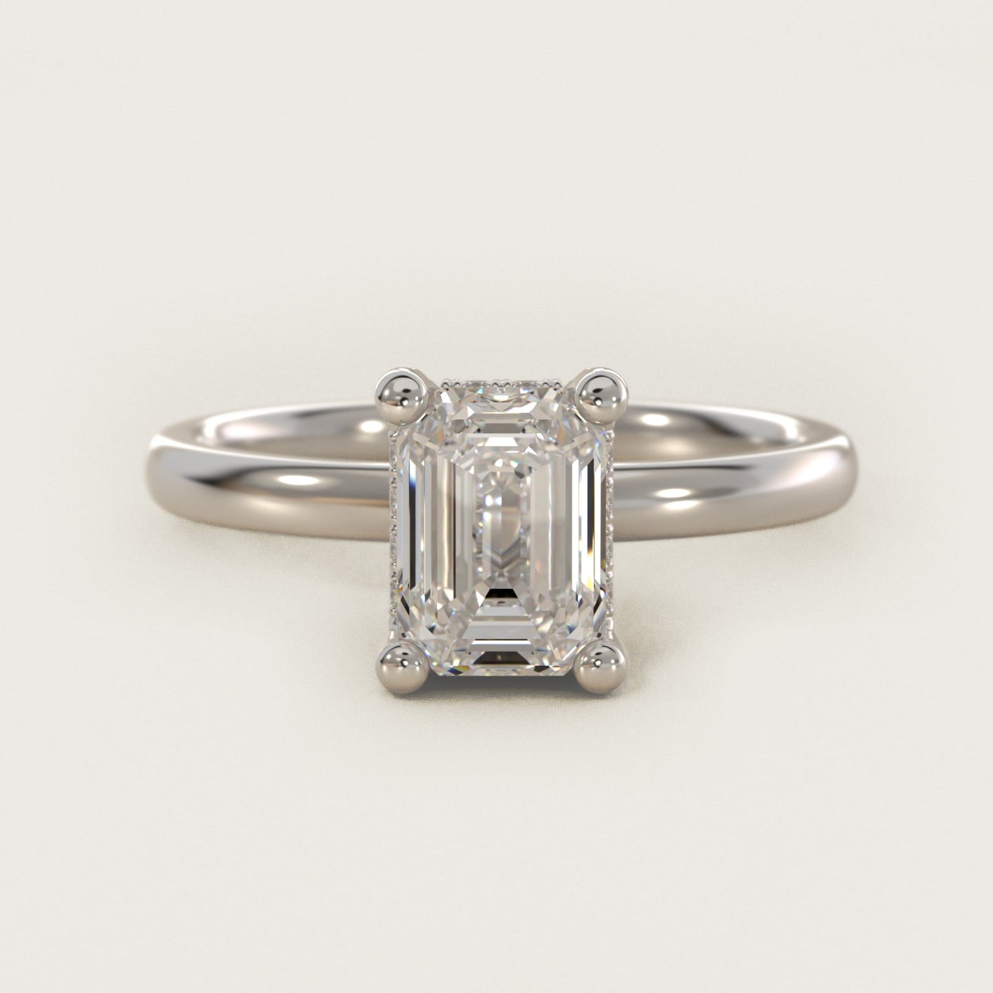 Blue Nile Studio French PavŽ Diamond Crown Solitaire Engagement Ring in 14k White Gold (1/6 ct. tw.) - Emerald Center