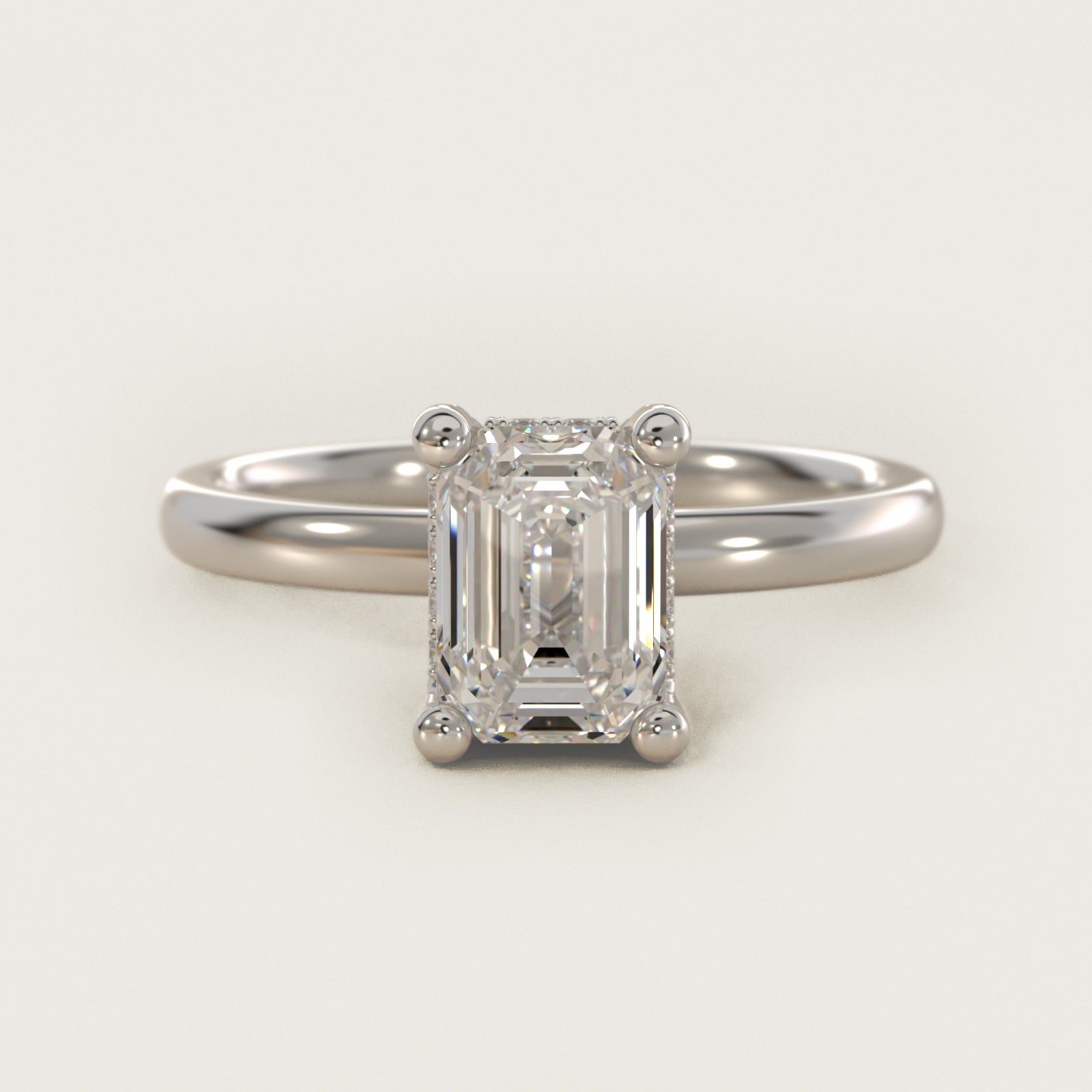 Blue Nile Studio French PavŽ Diamond Crown Solitaire Engagement Ring in 14k White Gold (1/6 ct. tw.) - Emerald Center