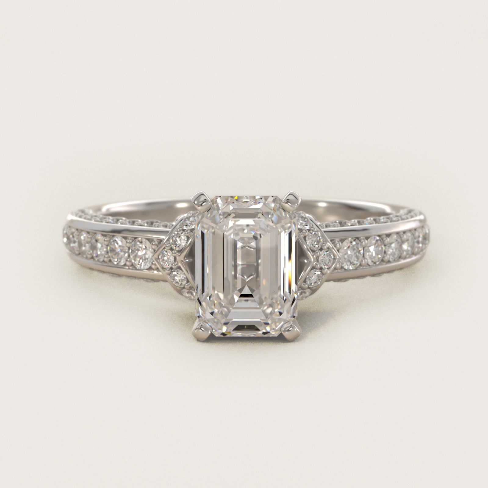 Blue Nile Studio Imperial MicropavŽ Diamond Engagement Ring in 14k White Gold (3/8 ct. tw.) - Emerald Center