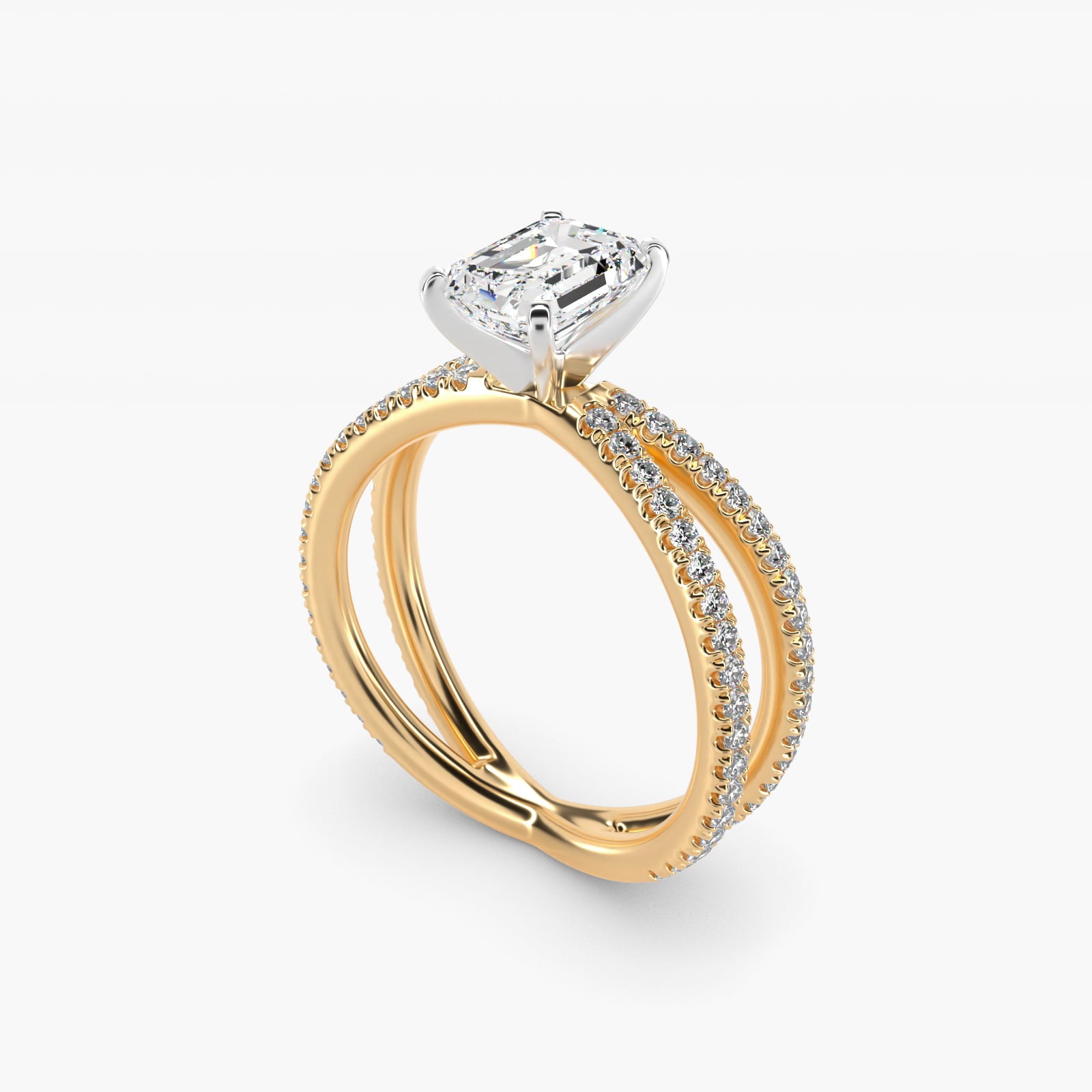 Blue Nile Studio Empress Diamond Engagement Ring in 14K Yellow Gold (1/3 ct. tw.) - Emerald Center