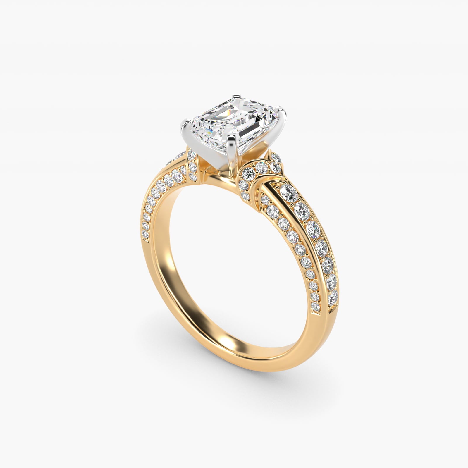 Blue Nile Studio Imperial MicropavŽ Diamond Engagement Ring in 14K Yellow Gold (3/8 ct. tw.) - Emerald Center