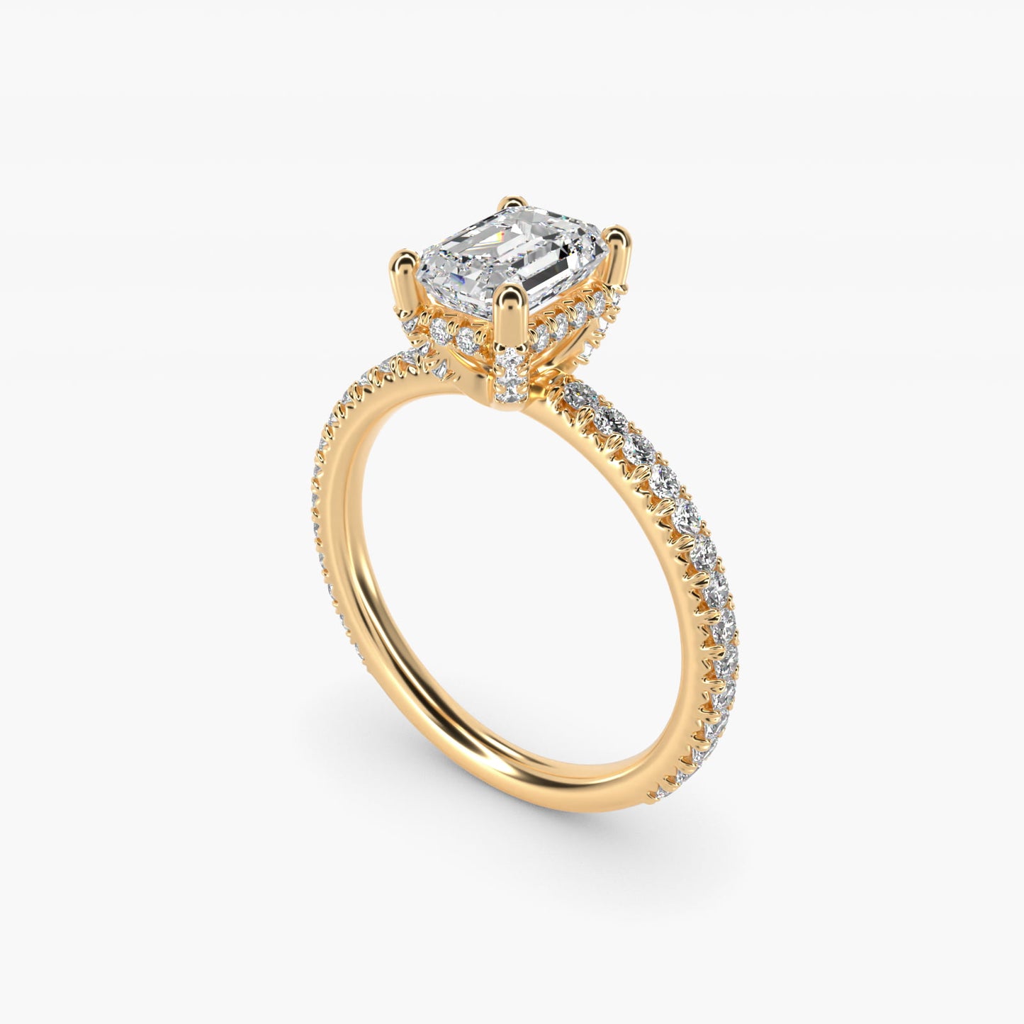 Blue Nile Studio Petite French PavŽ Crown Diamond Engagement Ring in 18k Yellow Gold (1/3 ct. tw.) - Emerald Center