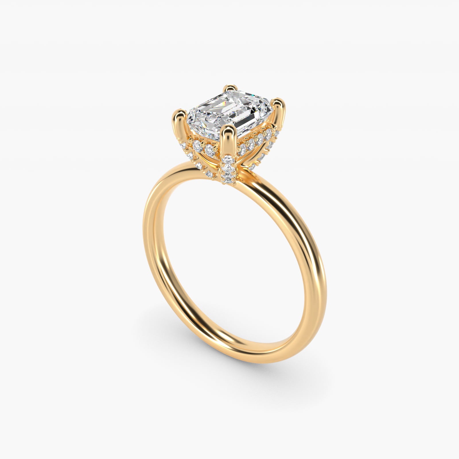 Blue Nile Studio French PavŽ Diamond Crown Solitaire Engagement Ring in 14K Yellow Gold (1/6 ct. tw.) - Emerald Center