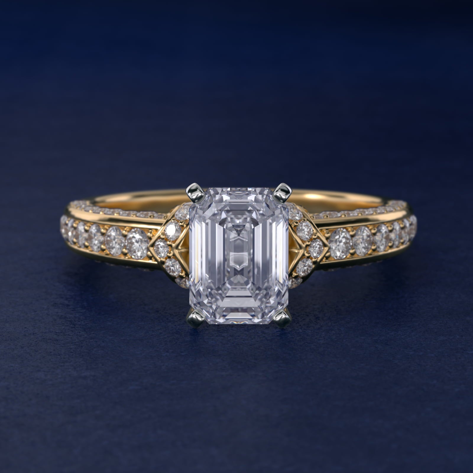 Blue Nile Studio Imperial MicropavŽ Diamond Engagement Ring in 14K Yellow Gold (3/8 ct. tw.) - Emerald Center