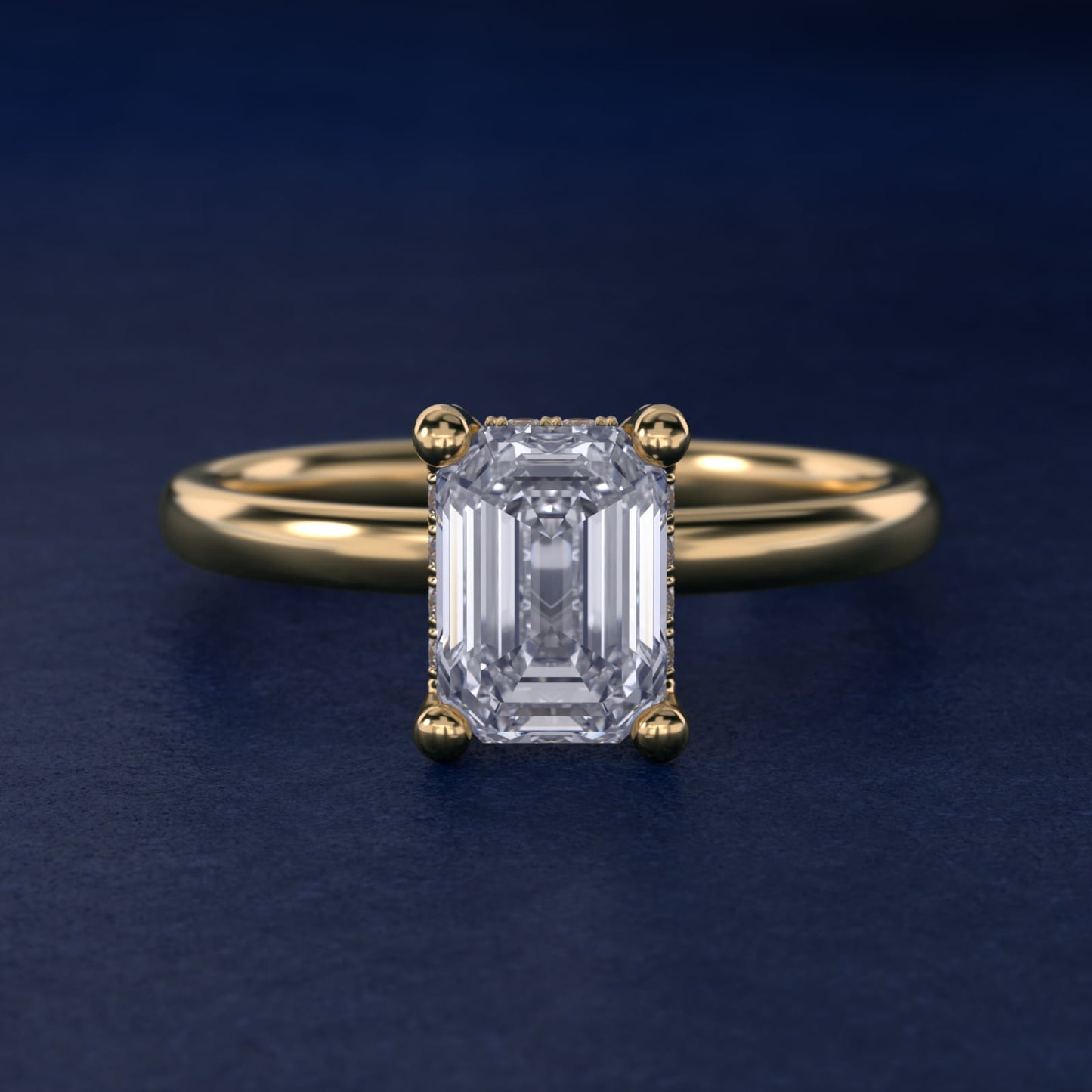Blue Nile Studio French PavŽ Diamond Crown Solitaire Engagement Ring in 14K Yellow Gold (1/6 ct. tw.) - Emerald Center