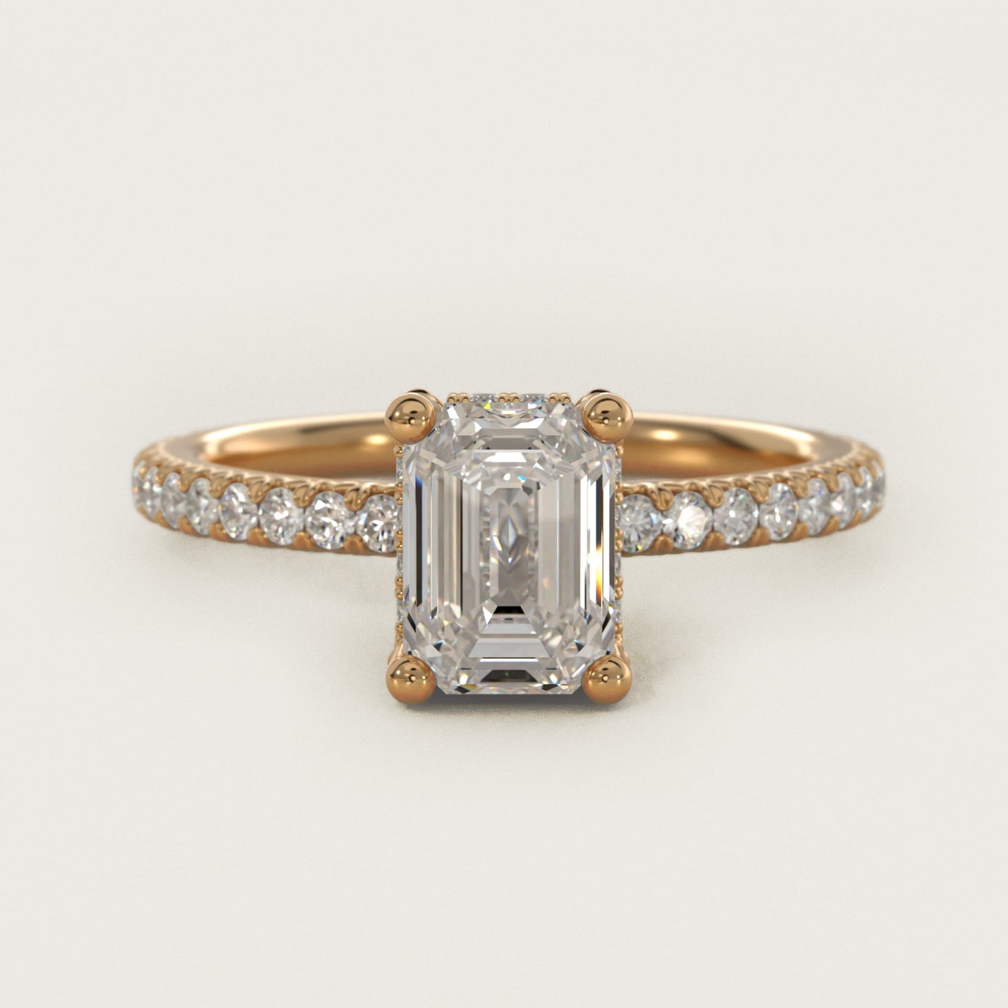 Blue Nile Studio Petite French PavŽ Crown Diamond Engagement Ring in 18k Yellow Gold (1/3 ct. tw.) - Emerald Center