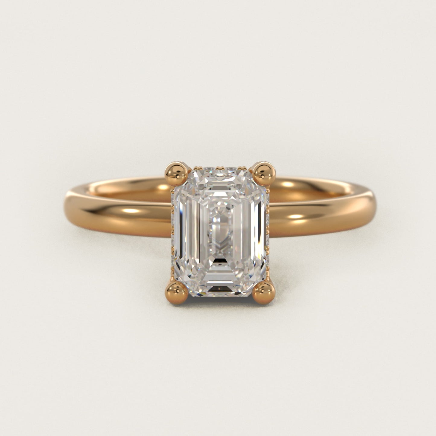 Blue Nile Studio French PavŽ Diamond Crown Solitaire Engagement Ring in 14K Yellow Gold (1/6 ct. tw.) - Emerald Center