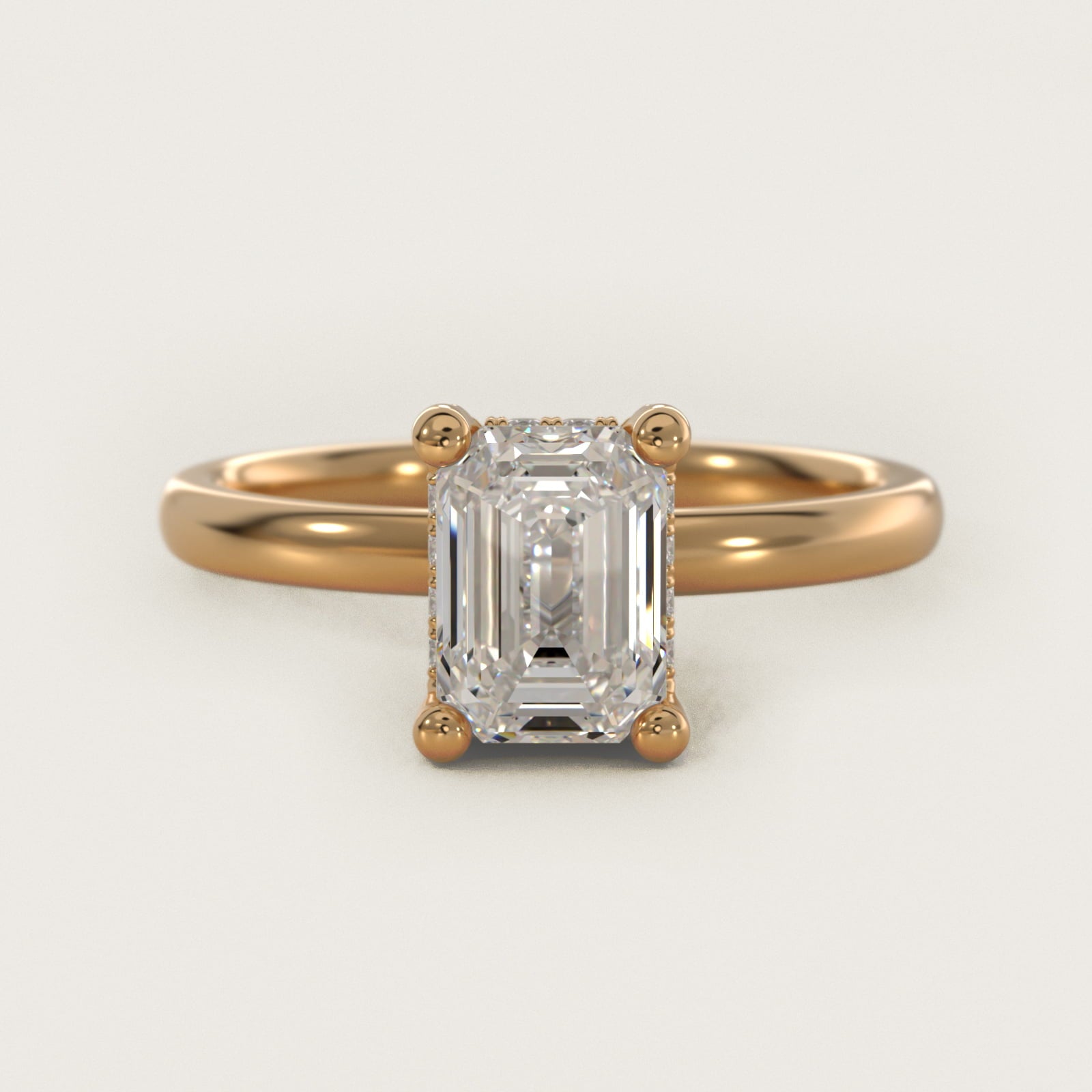 Blue Nile Studio French PavŽ Diamond Crown Solitaire Engagement Ring in 14K Yellow Gold (1/6 ct. tw.) - Emerald Center