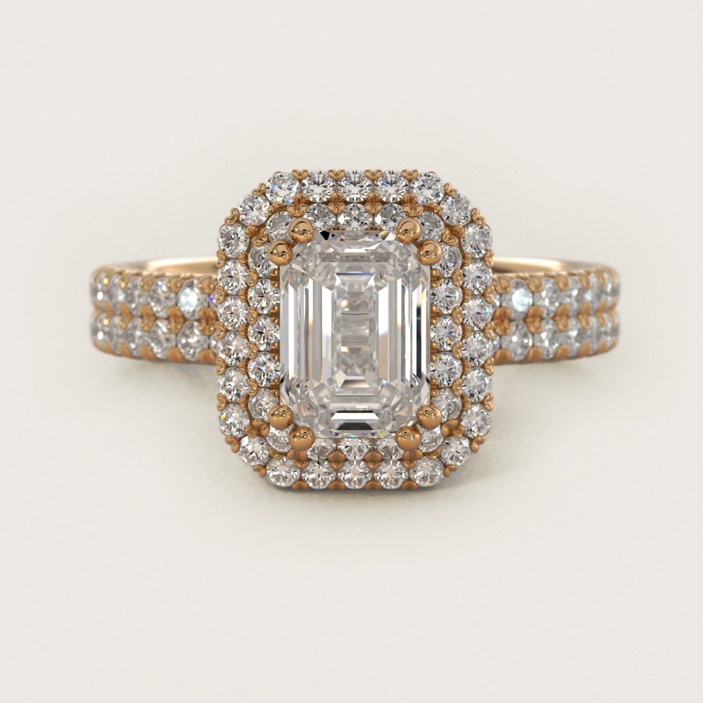 Blue Nile Studio Double Halo Gala Diamond Engagement Ring in 18k Yellow Gold (7/8 ct. tw.) - Emerald Center
