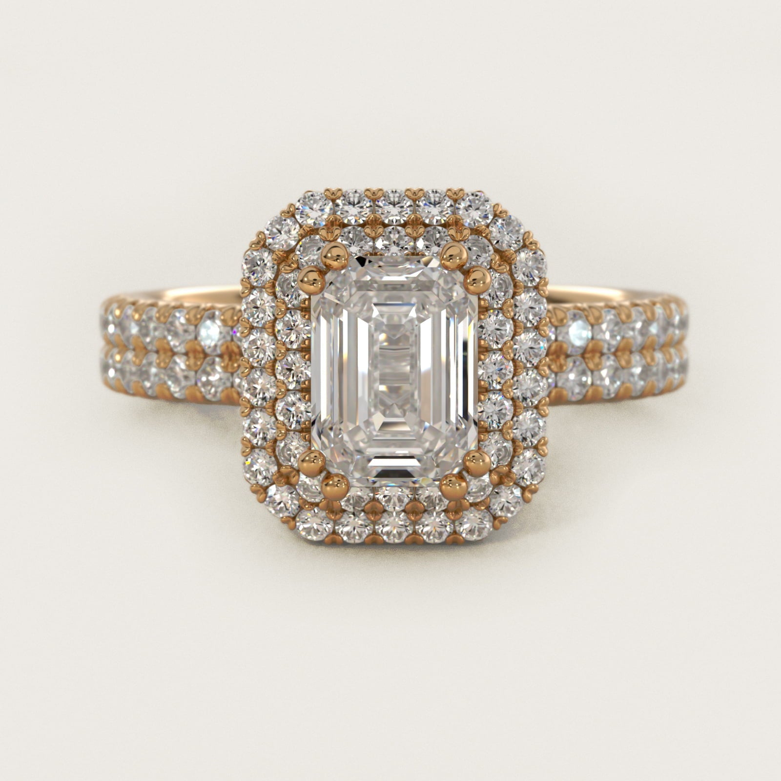 Blue Nile Studio French Pav? Diamond Crown Solitaire Engagement Ring in 18k Yellow Gold (1/6 ct. tw.) - Emerald Center