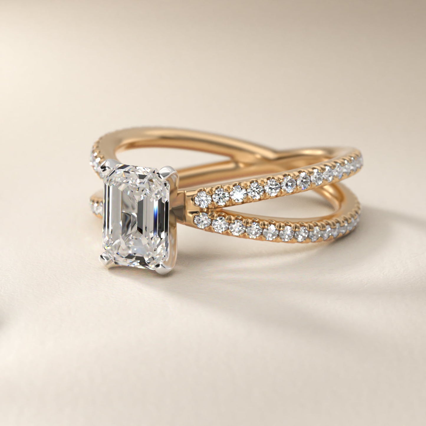Blue Nile Studio Empress Diamond Engagement Ring in 18k Yellow Gold (1/3 ct. tw.) - Emerald Center