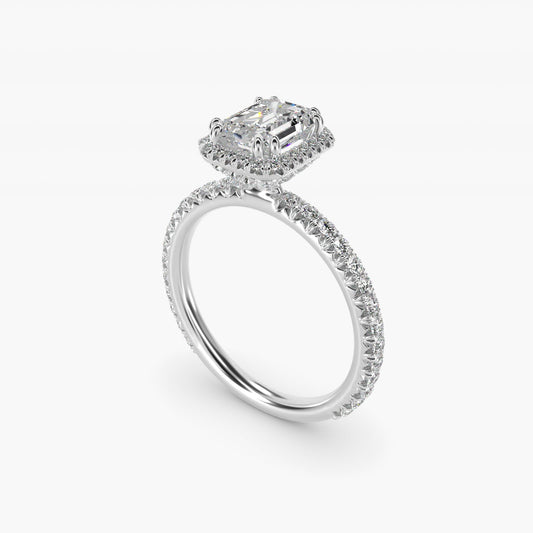 Blue Nile Studio French Pav? Diamond Crown Solitaire Engagement Ring in Platinum (1/6 ct. tw.) - Emerald Center