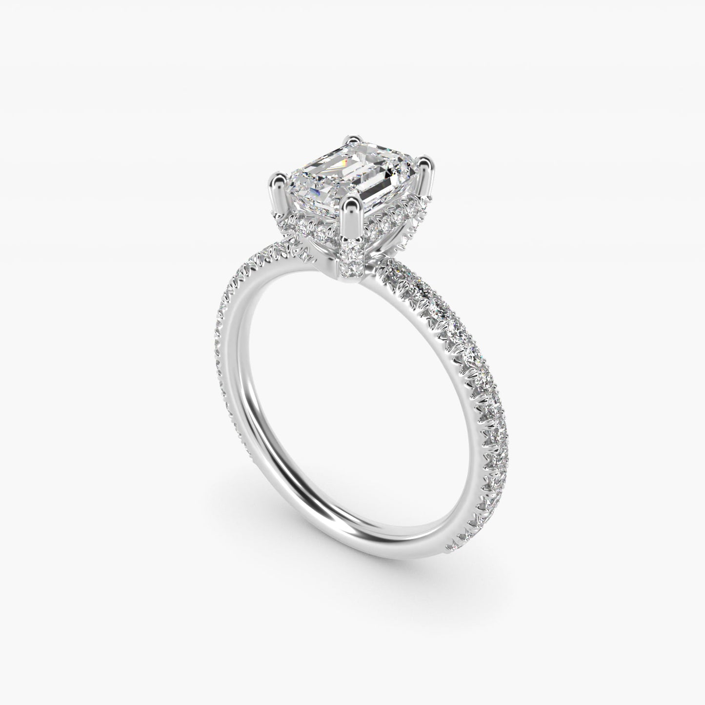 Blue Nile Studio Petite French PavŽ Crown Diamond Engagement Ring in Platinum (1/3 ct. tw.) - Emerald Center