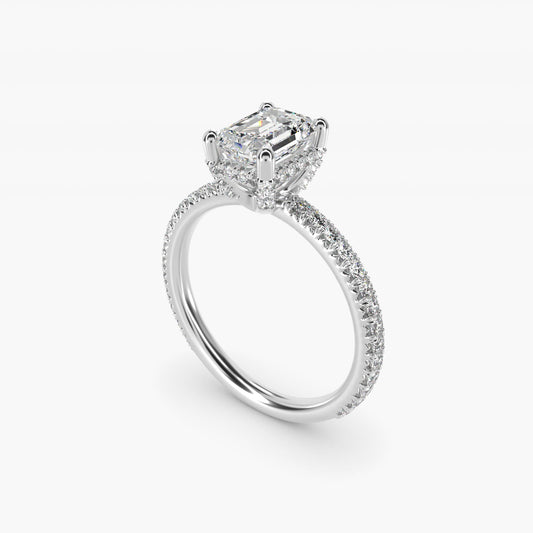 Blue Nile Studio Petite French PavŽ Crown Diamond Engagement Ring in Platinum (1/3 ct. tw.) - Emerald Center