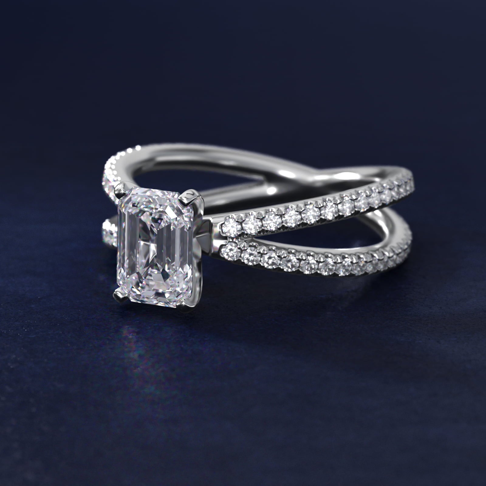 Blue Nile Studio Empress Diamond Engagement Ring in Platinum (1/3 ct. tw.) - Emerald Center