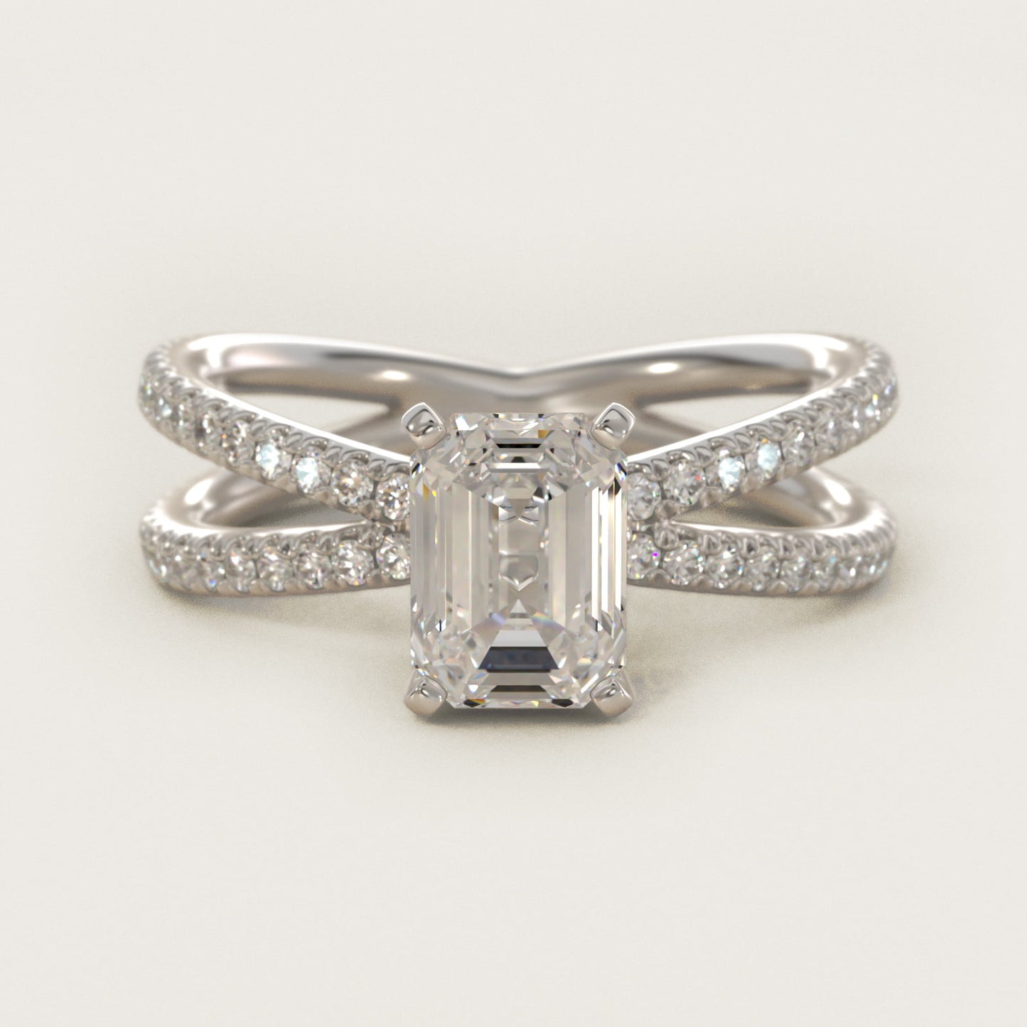Blue Nile Studio Empress Diamond Engagement Ring in Platinum (1/3 ct. tw.) - Emerald Center