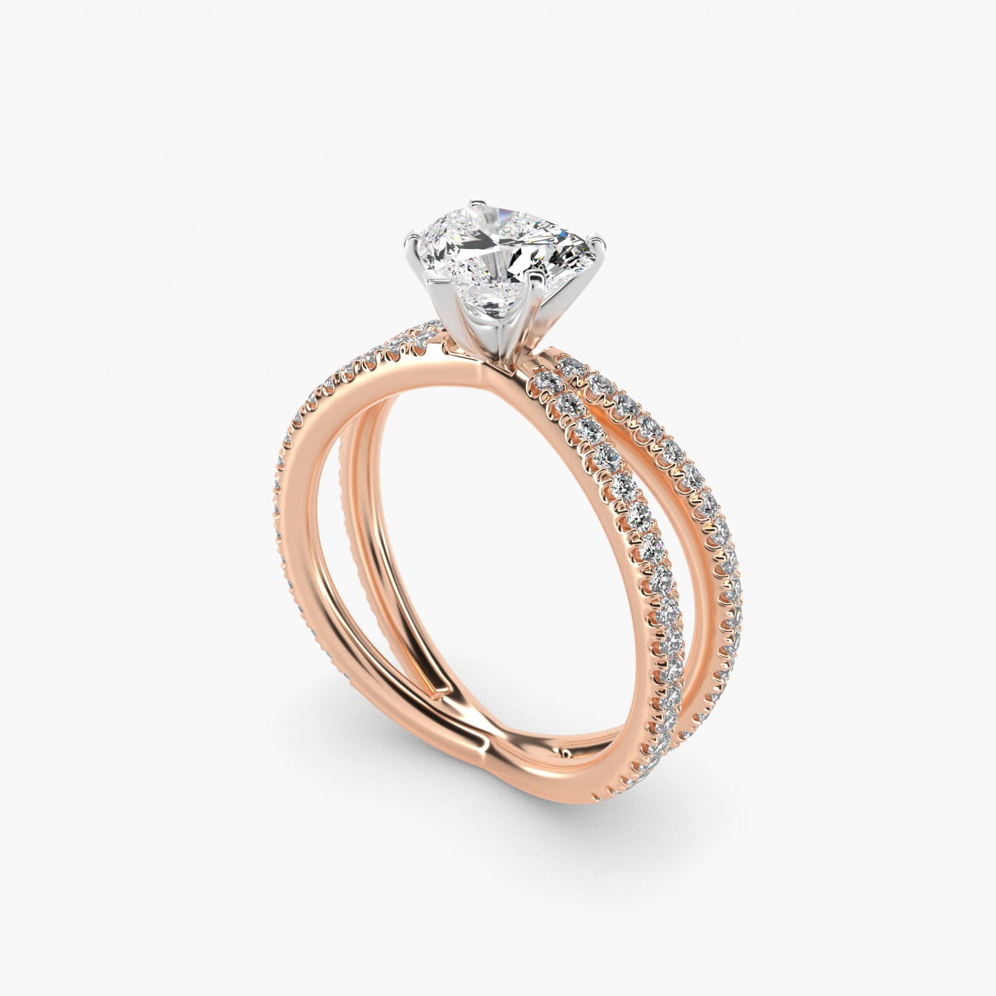 Blue Nile Studio Empress Diamond Engagement Ring in 18k Rose Gold (1/3 ct. tw.) - Heart Center