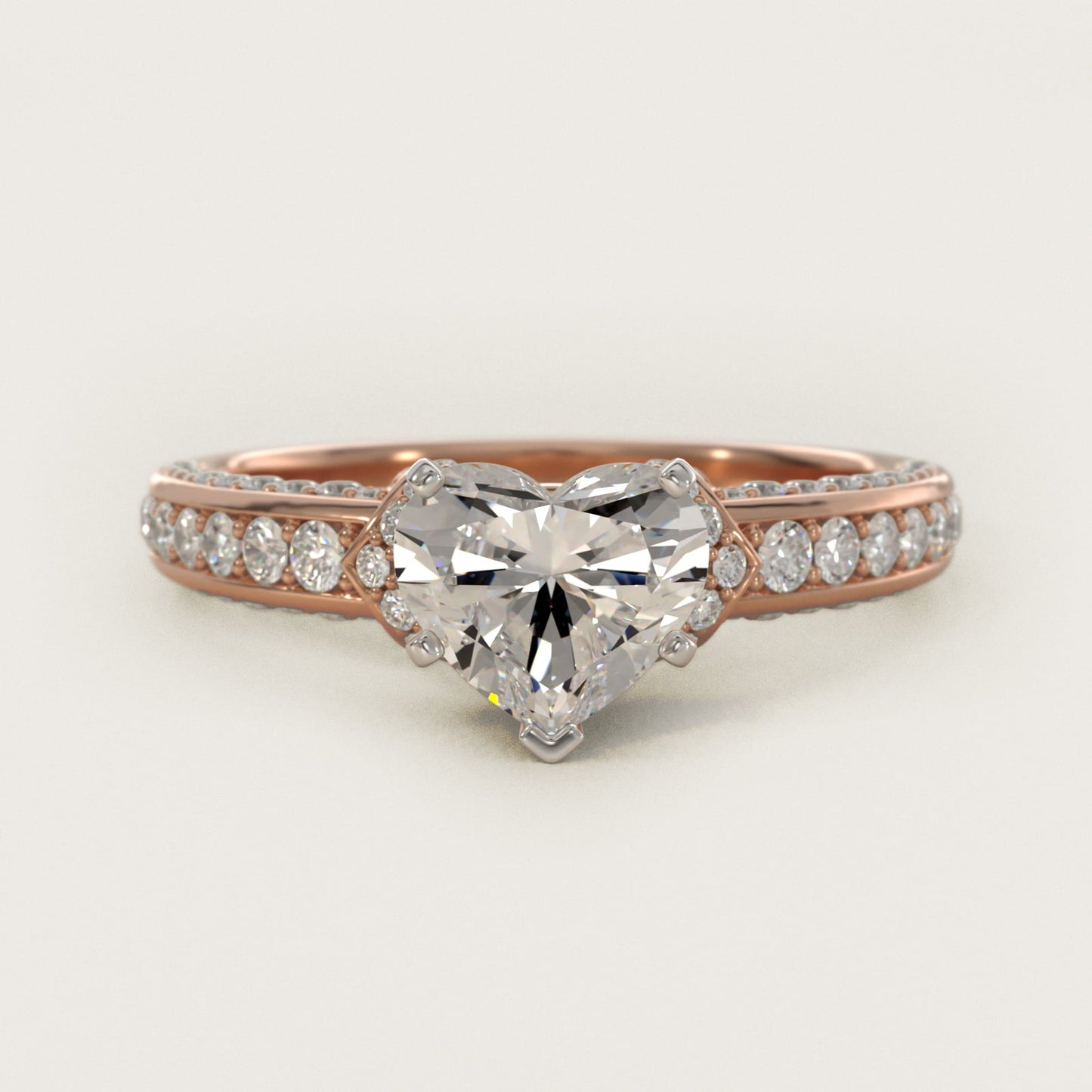 Blue Nile Studio Imperial MicropavŽ Diamond Engagement Ring in 14k Rose Gold (3/8 ct. tw.) - Heart Center