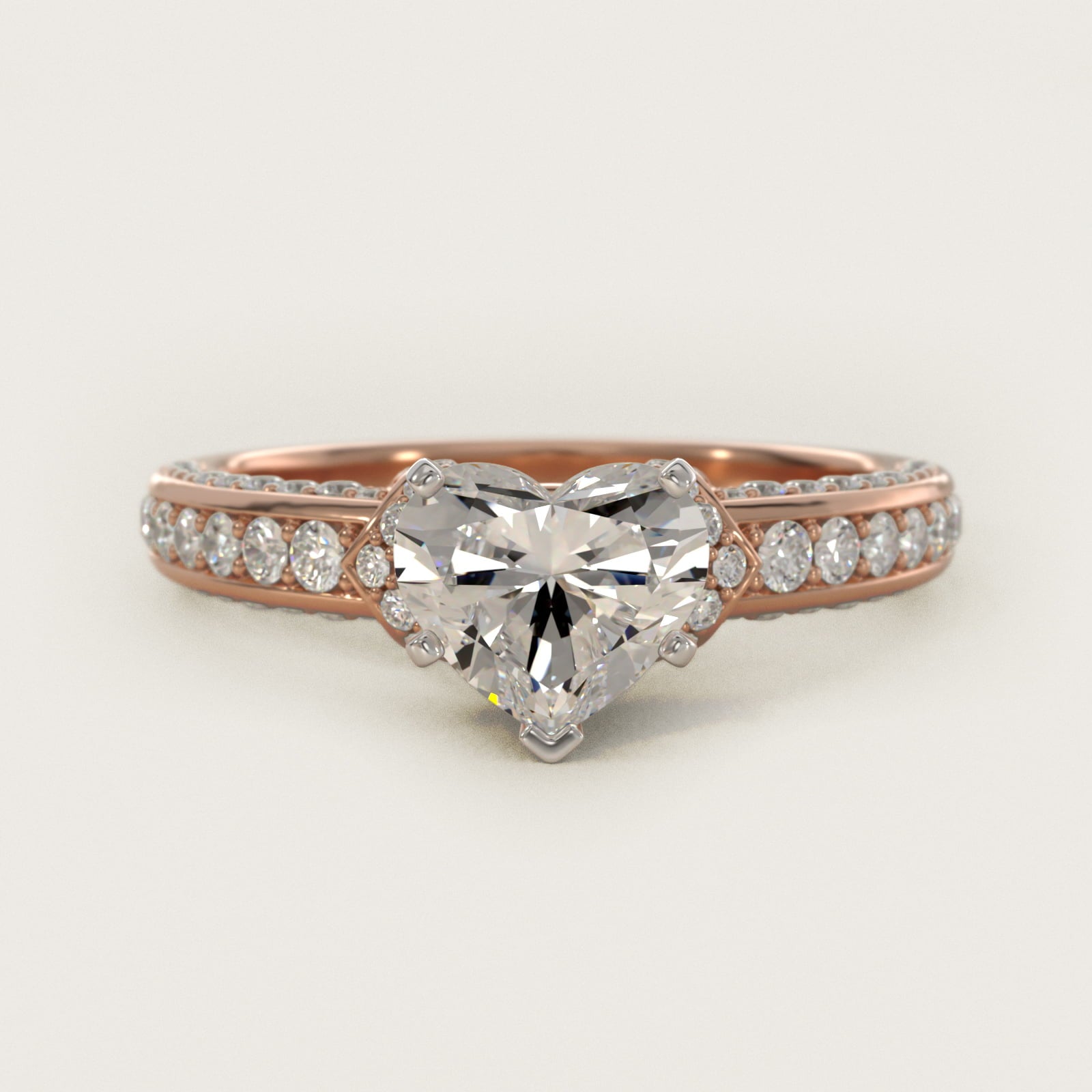 Blue Nile Studio Imperial MicropavŽ Diamond Engagement Ring in 14k Rose Gold (3/8 ct. tw.) - Heart Center