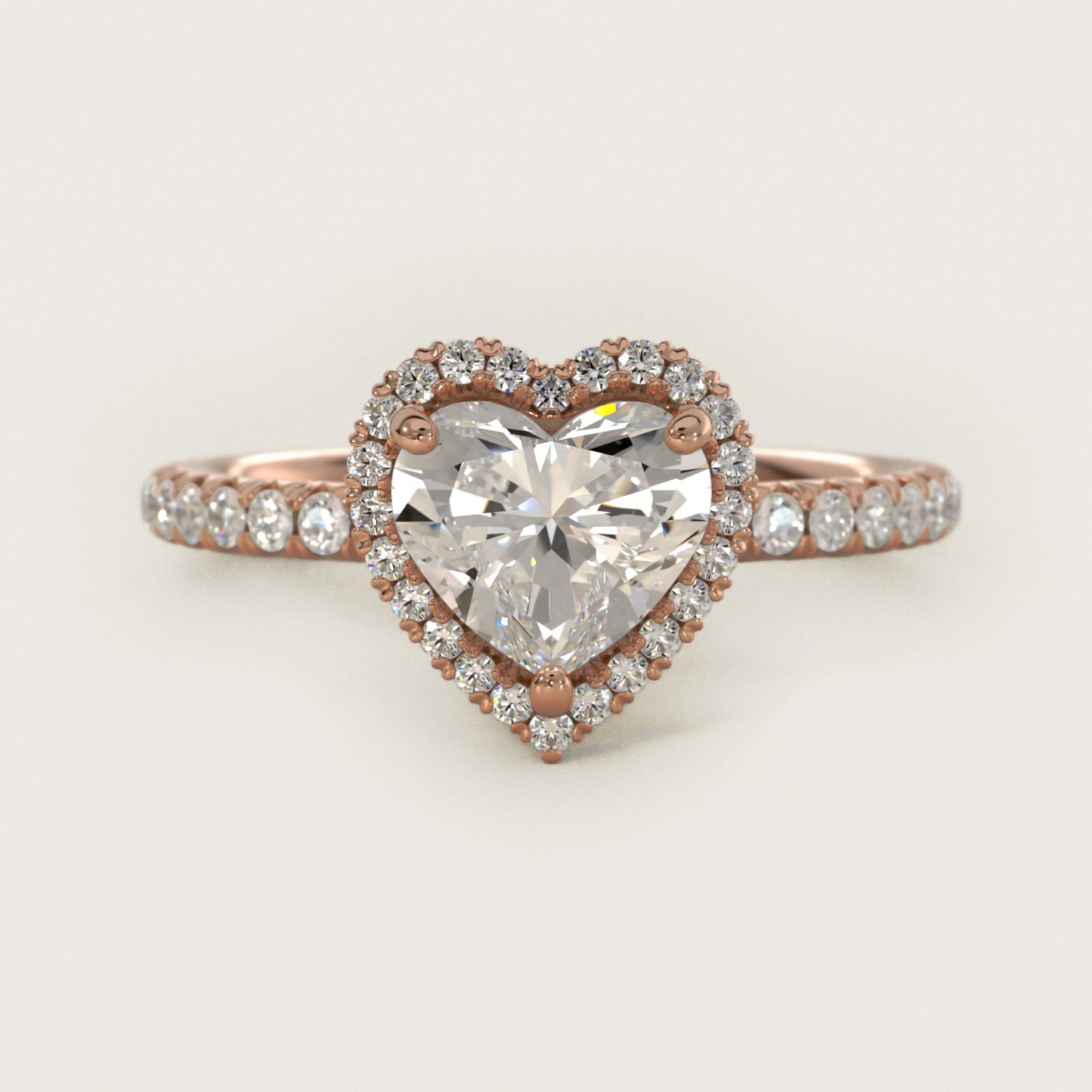 Blue Nile Studio Heiress Halo Diamond Engagement Ring in 14k Rose Gold - Heart Center