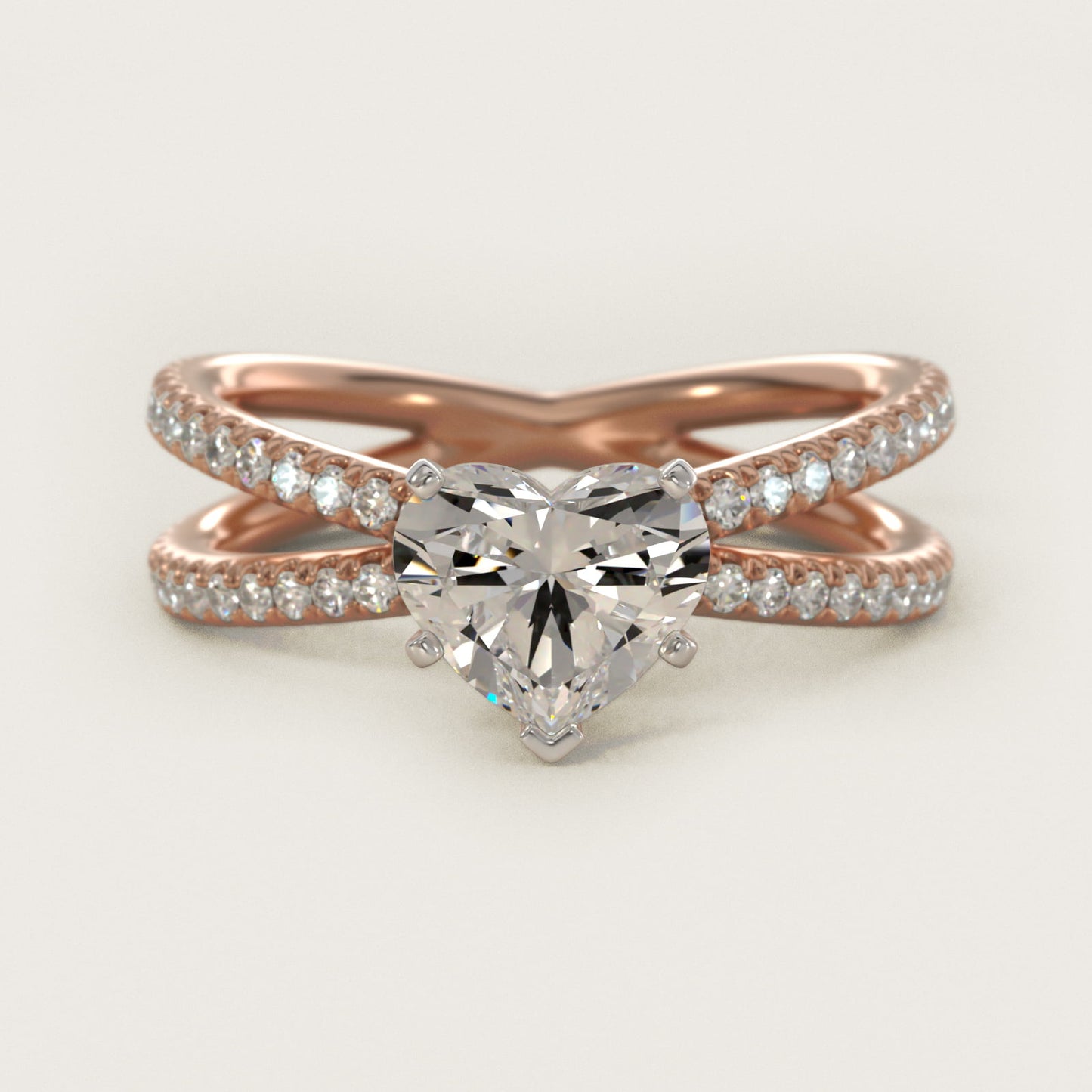 Blue Nile Studio Empress Diamond Engagement Ring in 14k Rose Gold (1/3 ct. tw.) - Heart Center