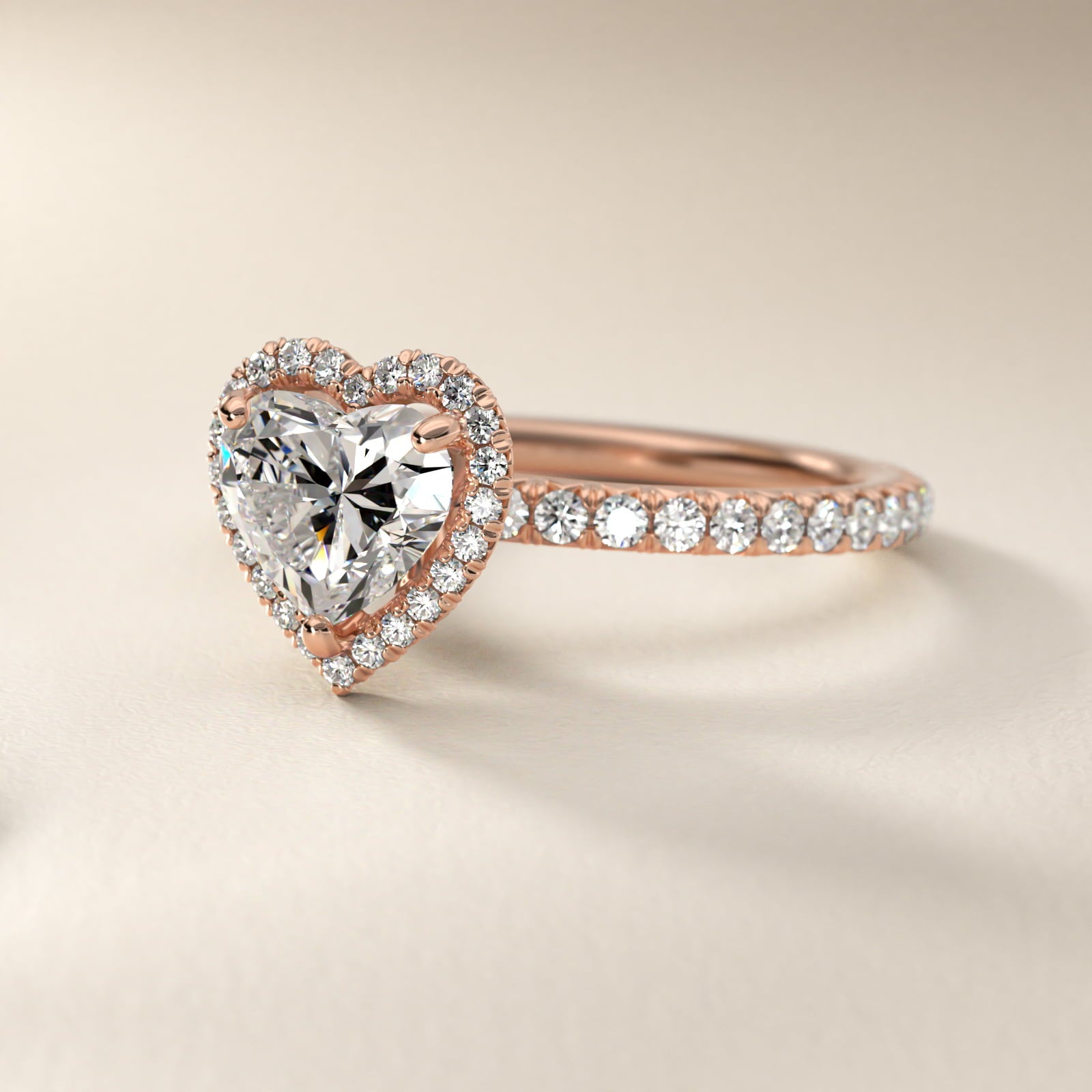 Blue Nile Studio Heiress Halo Diamond Engagement Ring in 14k Rose Gold - Heart Center