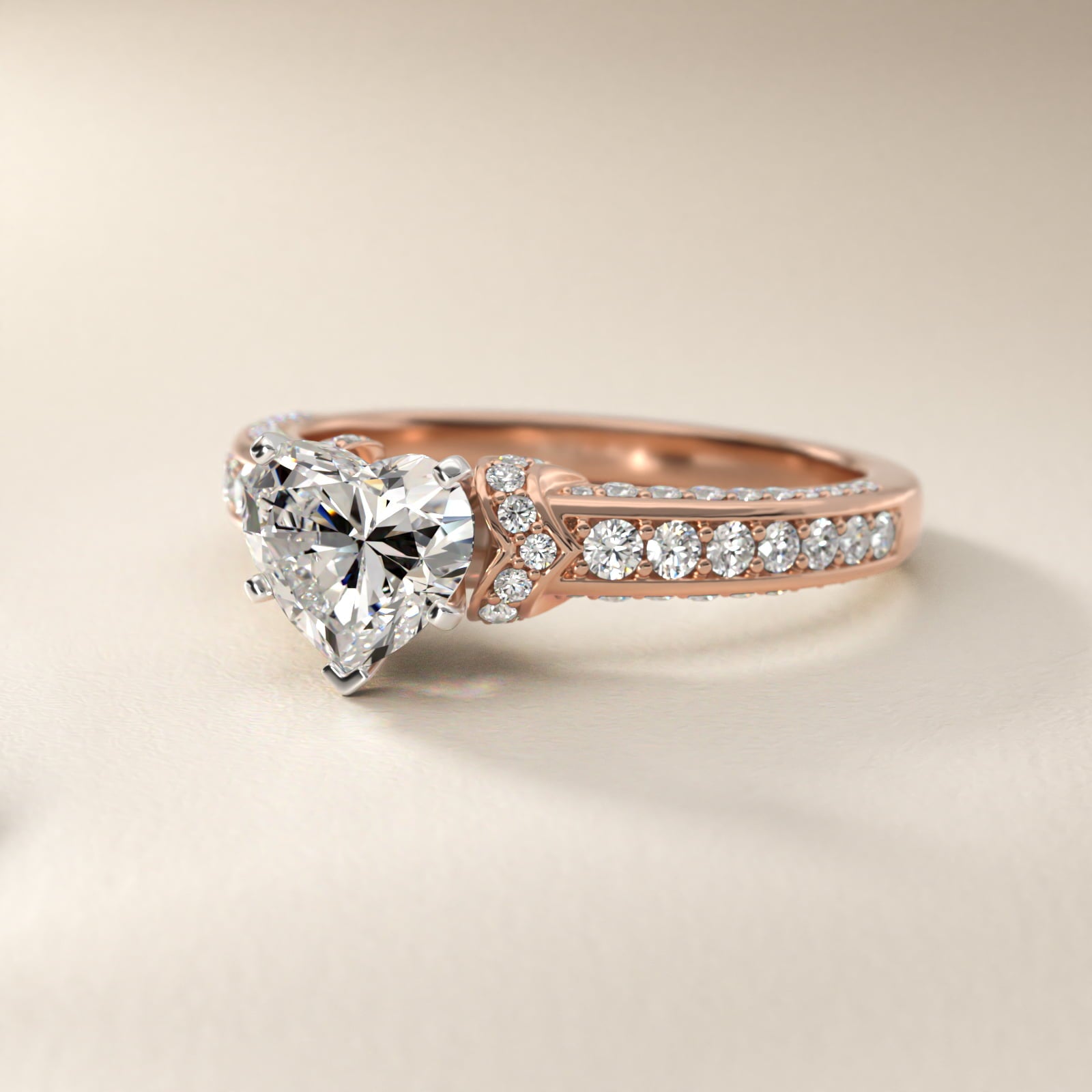 Blue Nile Studio Imperial MicropavŽ Diamond Engagement Ring in 14k Rose Gold (3/8 ct. tw.) - Heart Center