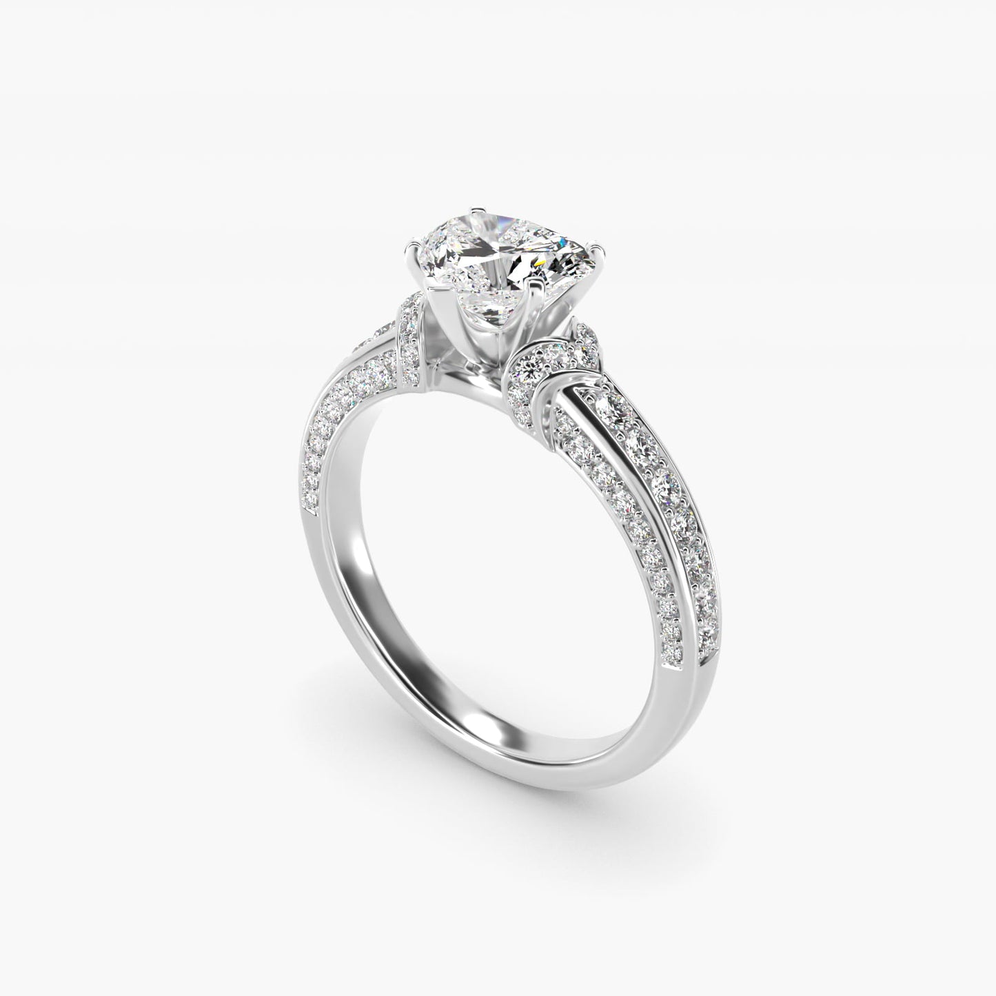 Blue Nile Studio Imperial MicropavŽ Diamond Engagement Ring in 14k White Gold (3/8 ct. tw.) - Heart Center