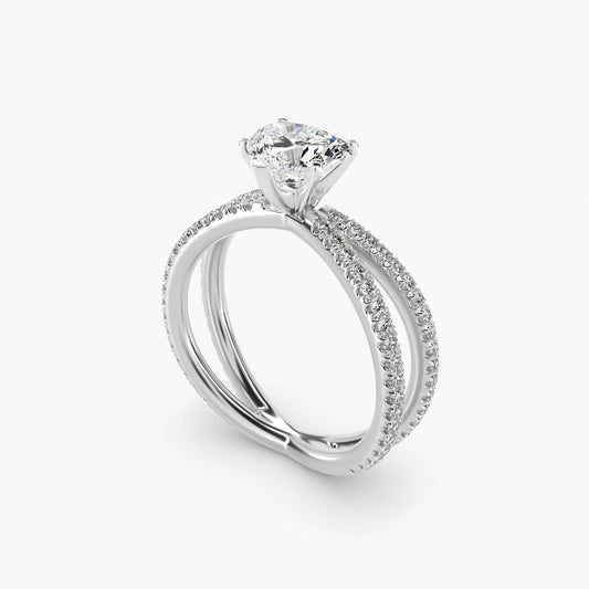 Blue Nile Studio Empress Diamond Engagement Ring in 14k White Gold (1/3 ct. tw.) - Heart Center