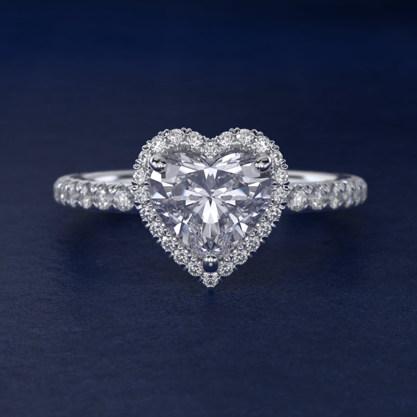 Blue Nile Studio Heiress Halo Diamond Engagement Ring in 14K White Gold - Heart Center
