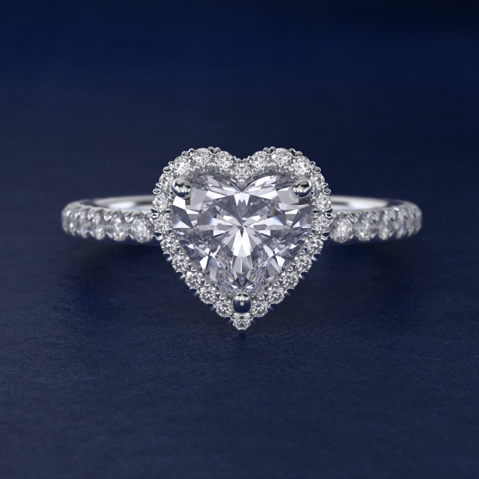 Blue Nile Studio Heiress Halo Diamond Engagement Ring in 14K White Gold - Heart Center