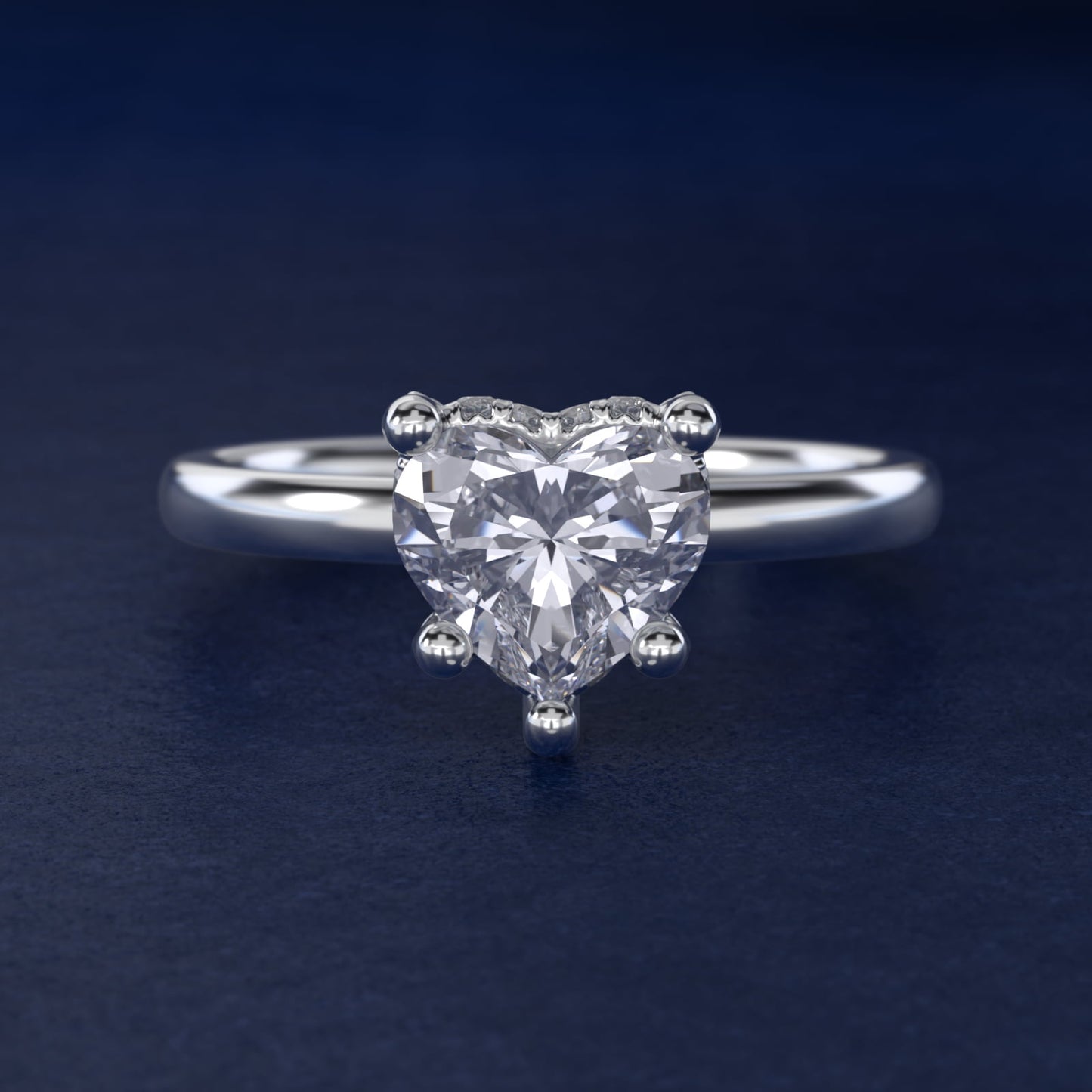 Blue Nile Studio French PavŽ Diamond Crown Solitaire Engagement Ring in 14k White Gold (1/6 ct. tw.) - Heart Center