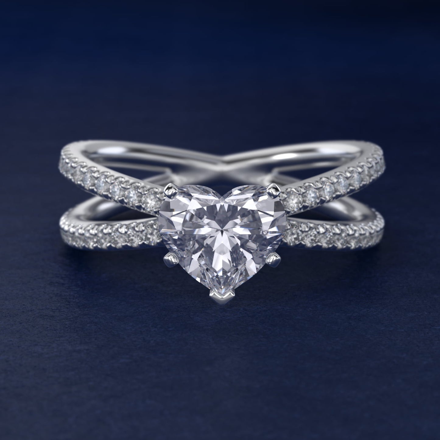 Blue Nile Studio Empress Diamond Engagement Ring in 14k White Gold (1/3 ct. tw.) - Heart Center