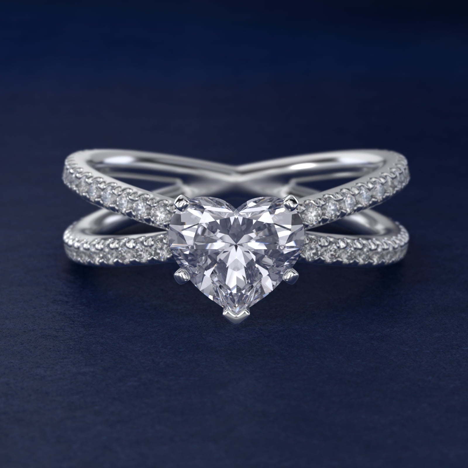 Blue Nile Studio Empress Diamond Engagement Ring in 14k White Gold (1/3 ct. tw.) - Heart Center