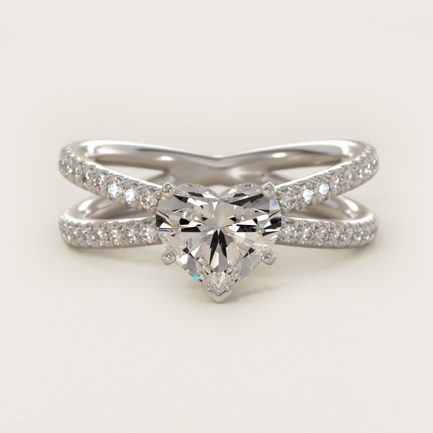 Blue Nile Studio Empress Diamond Engagement Ring in 18k White Gold (1/3 ct. tw.) - Heart Center