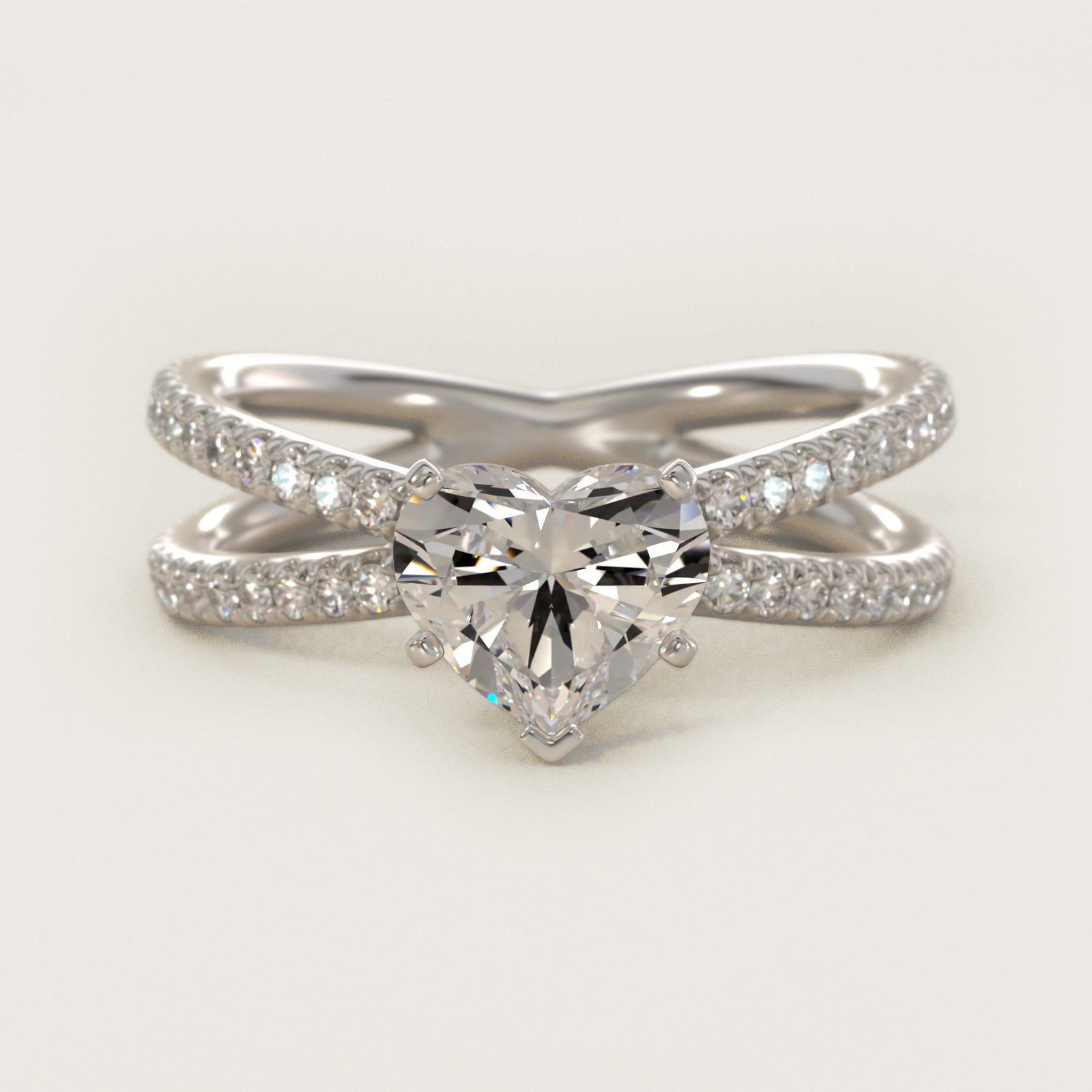 Blue Nile Studio Empress Diamond Engagement Ring in 18k White Gold (1/3 ct. tw.) - Heart Center