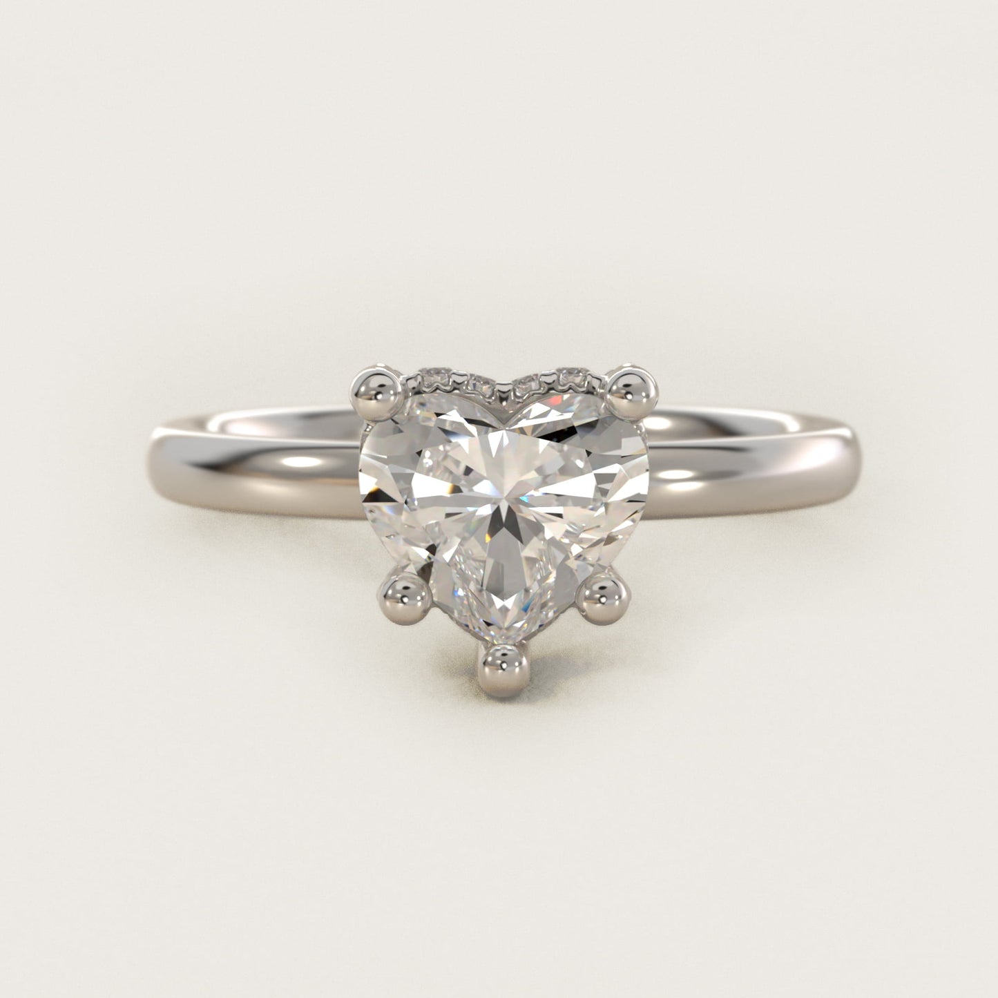 Blue Nile Studio French PavŽ Diamond Crown Solitaire Engagement Ring in 14k White Gold (1/6 ct. tw.) - Heart Center