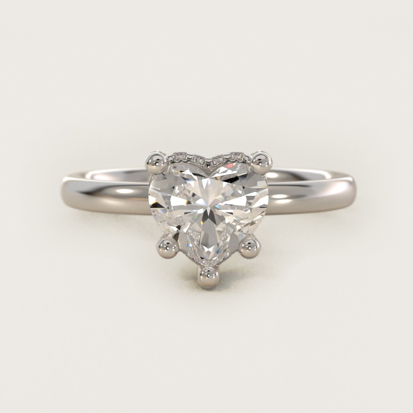 Blue Nile Studio French PavŽ Diamond Crown Solitaire Engagement Ring in 14k White Gold (1/6 ct. tw.) - Heart Center