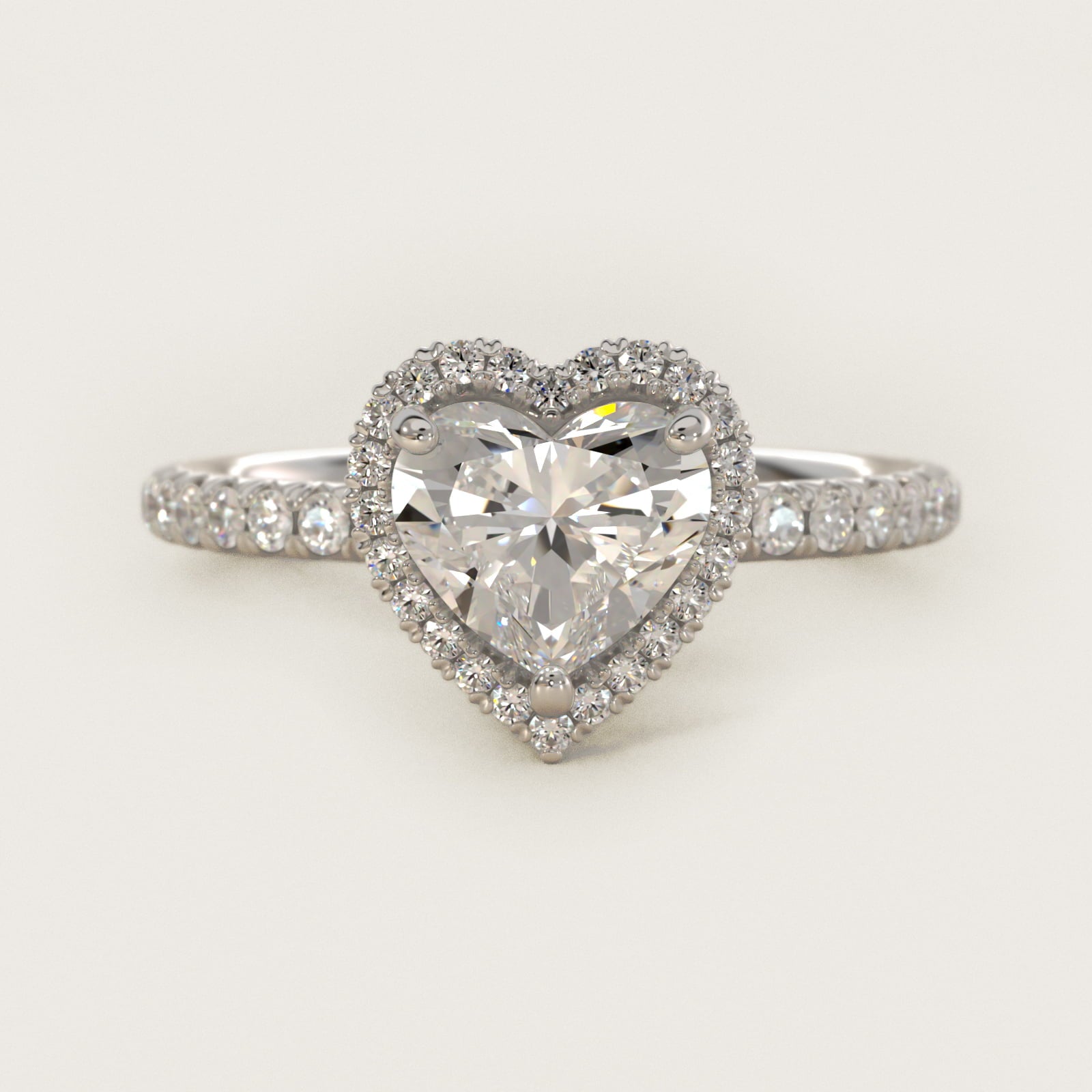 Blue Nile Studio Heiress Halo Diamond Engagement Ring in 18k White Gold - Heart Center