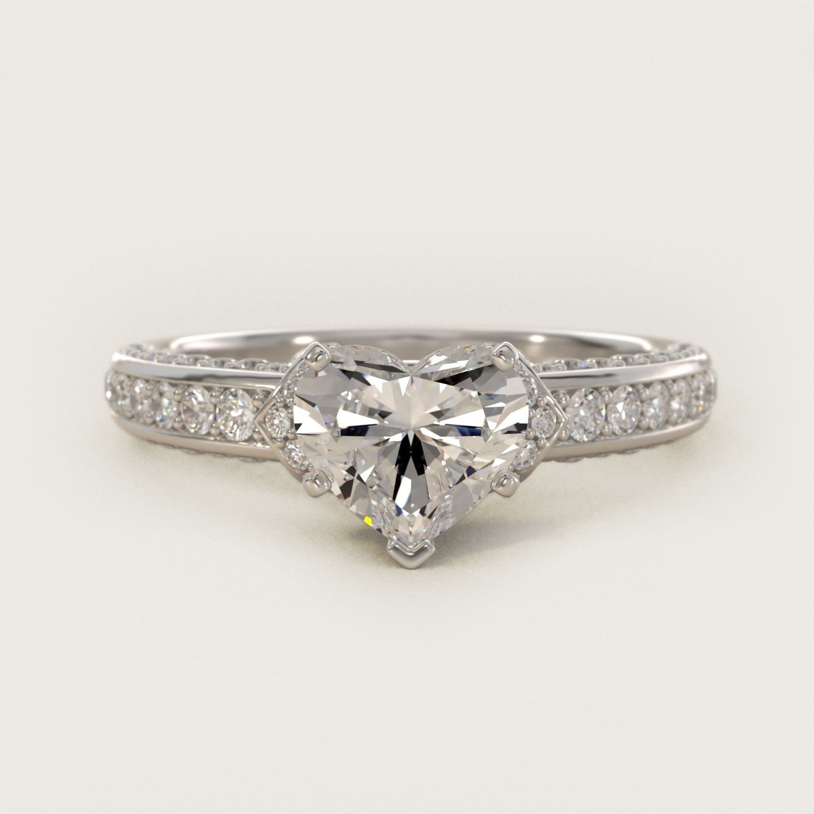Blue Nile Studio Imperial MicropavŽ Diamond Engagement Ring in 14k White Gold (3/8 ct. tw.) - Heart Center