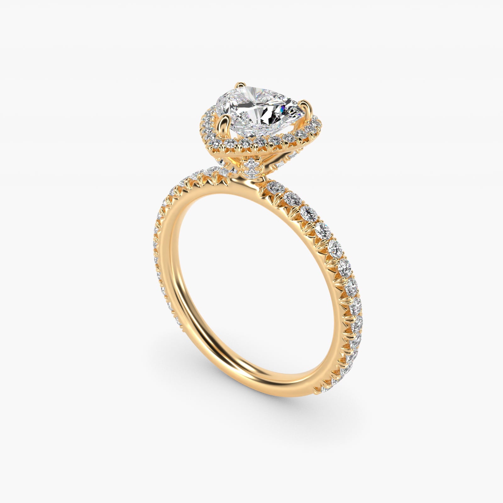 Blue Nile Studio Heiress Halo Diamond Engagement Ring in 18k Yellow Gold - Heart Center