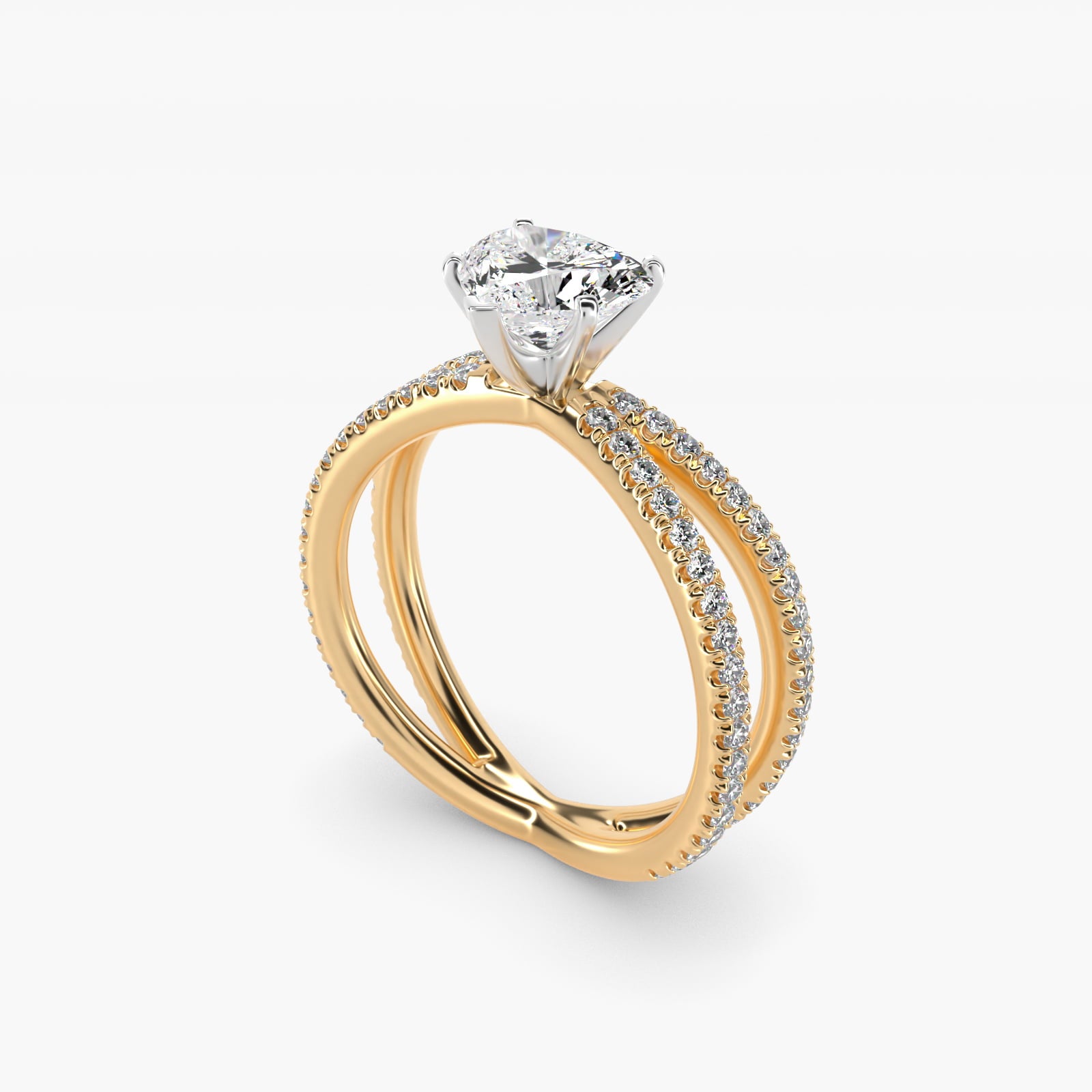 Blue Nile Studio Empress Diamond Engagement Ring in 18k Yellow Gold (1/3 ct. tw.) - Heart Center