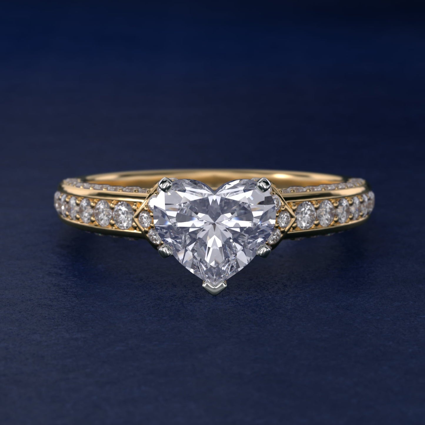 Blue Nile Studio Imperial Micropav? Diamond Engagement Ring in 18k Yellow Gold (3/8 ct. tw.) - Heart Center