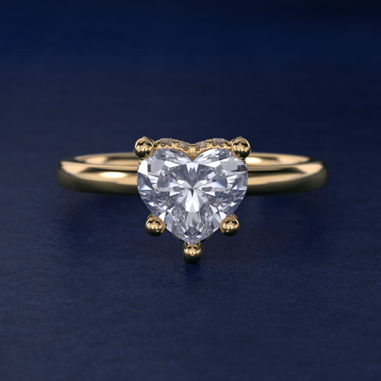 Blue Nile Studio French PavŽ Diamond Crown Solitaire Engagement Ring in 14K Yellow Gold (1/6 ct. tw.) - Heart Center